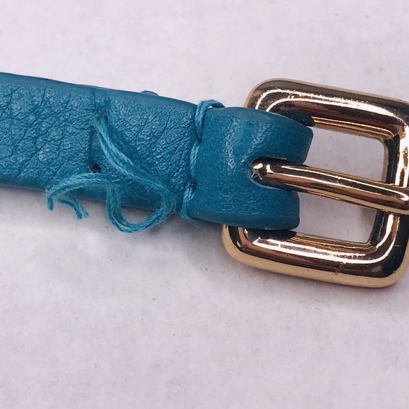 Marc by Marc Jacobs Teal Blue Leather Bracelet Gold Belt ID Tone **FLAW - Picture 4 of 8